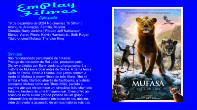 Mufasa - O Rei Leão  (2024) Aventura, Animação, Família, Musical