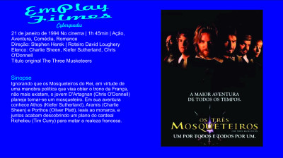 Os Três Mosqueteiros (1993) Ação, Aventura, Comédia, Romance